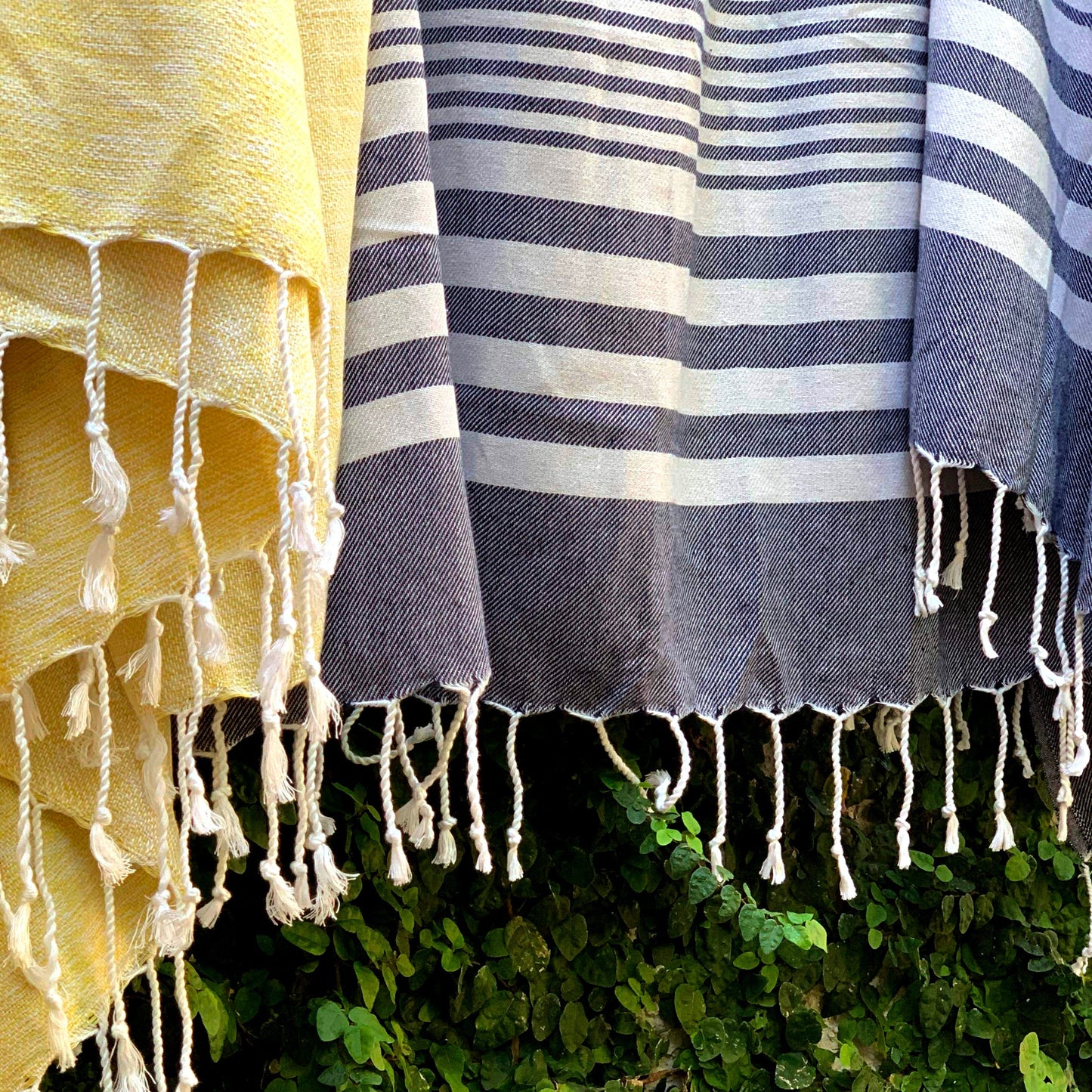 Fethiye Striped Throw Blanket - Blue