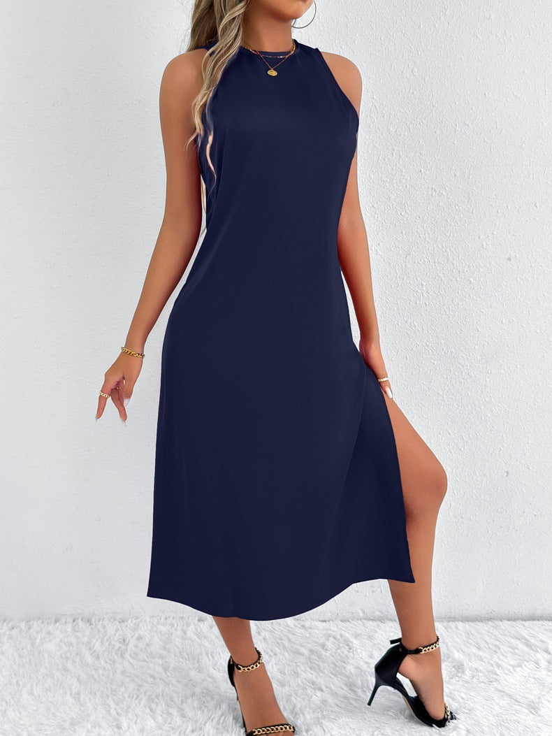 Satin Pure Color For Women Dress