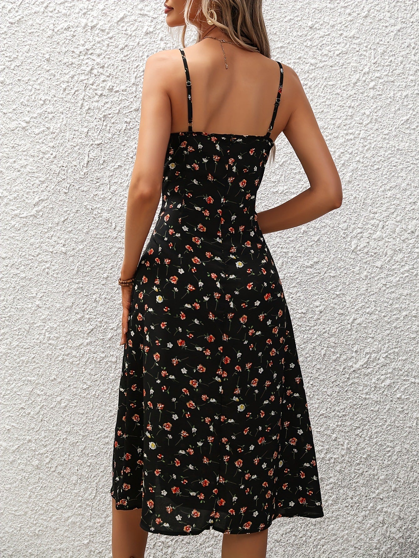 Polka Dot Split Summer Suspender Dress – Women's Sexy Long Dress