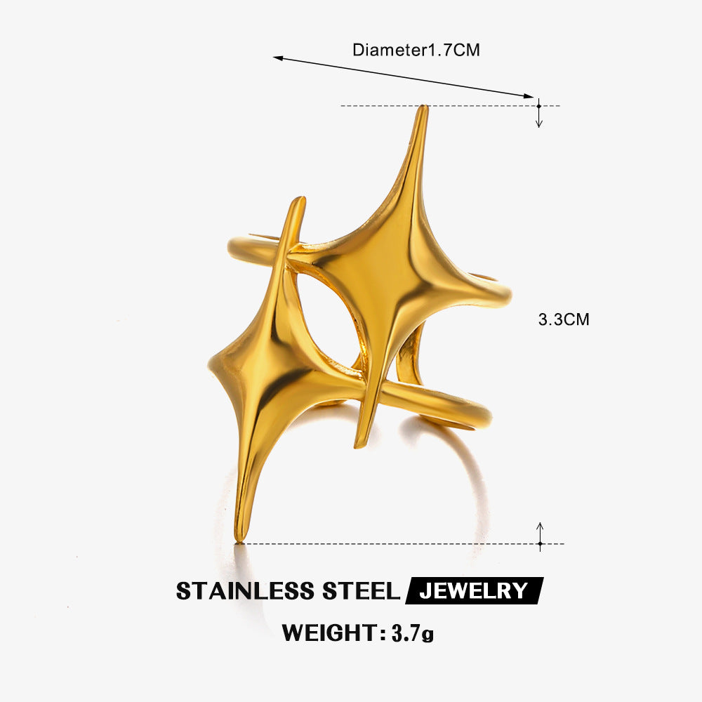 Female Popular All-matching Star 18K Gold Plated Ring