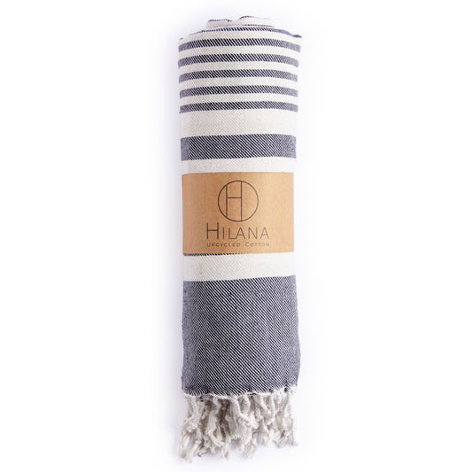 Fethiye Striped Throw Blanket - Blue