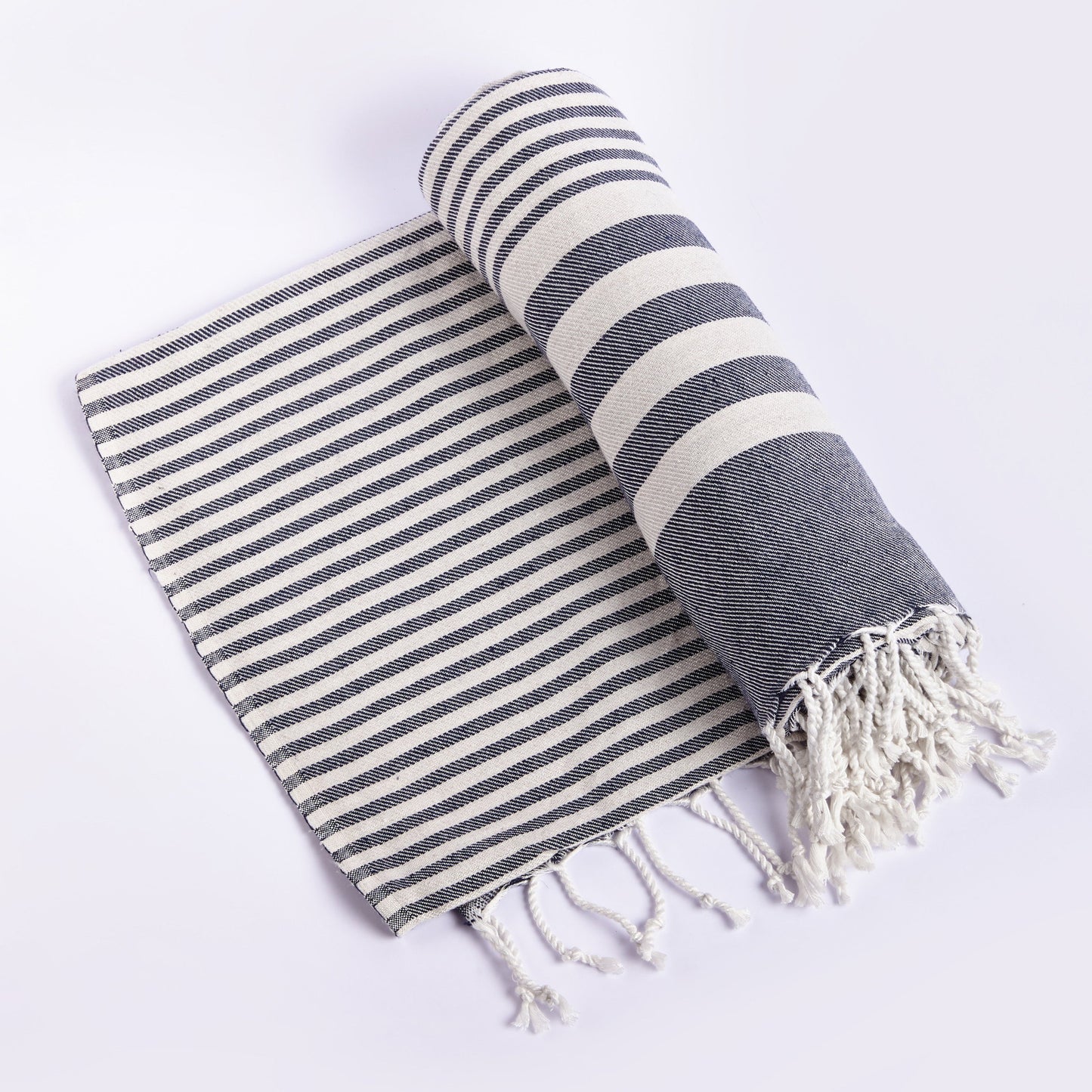 Fethiye Striped Throw Blanket - Blue