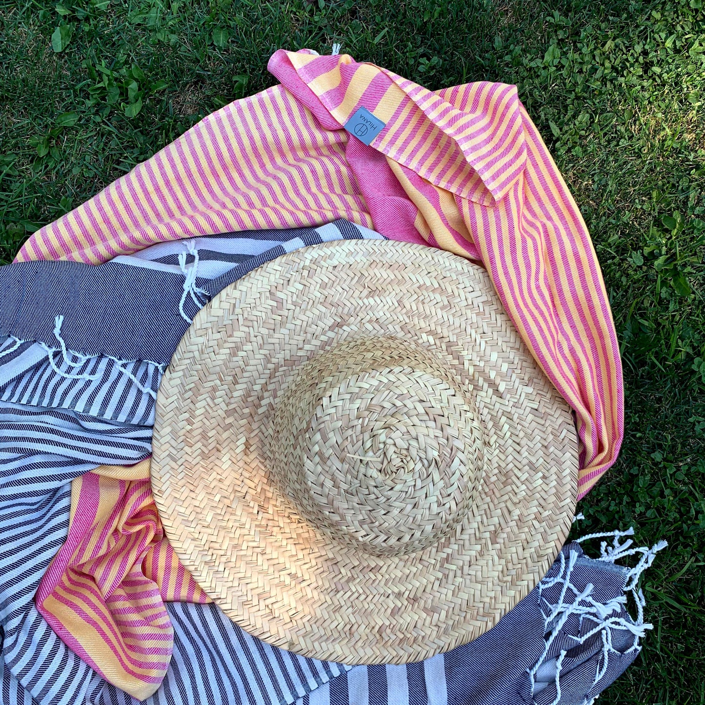 Fethiye Striped Throw Blanket - Blue